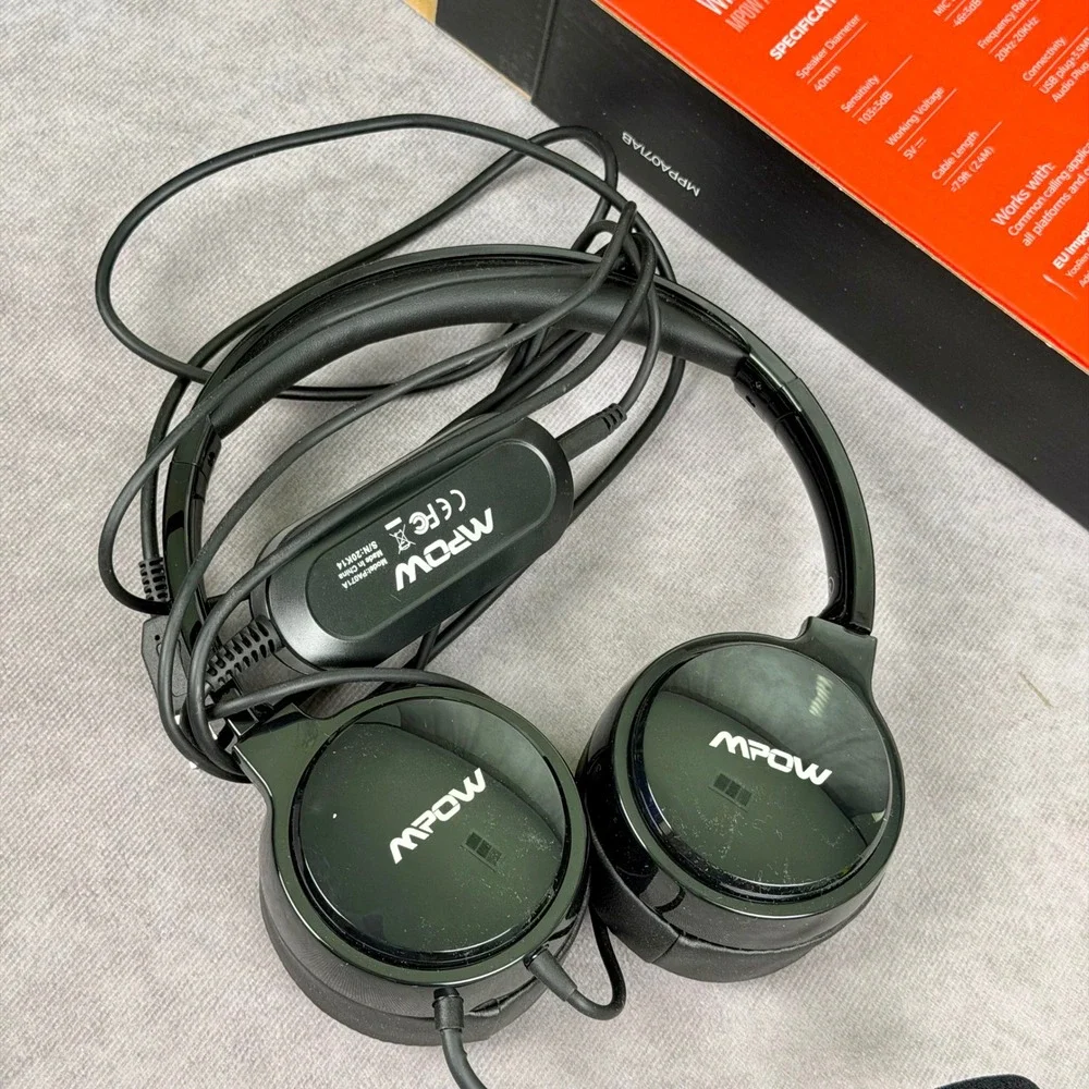 Mpow Wired Computer Headset PA071AB USB/ 3.5mm Connectivity Noise Reduction Blk